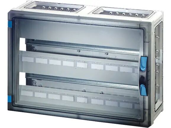 Hensel FP 1406 540x360x186   FP-Modüler Sigorta Kutusu; IP66, IK08, PC, H/S F, FR, Şeffaf Kapak, El ile Açma, RAL 7035 (Gri), Yan Duvarsız, 2x27/54 Modül (DIN Rail)