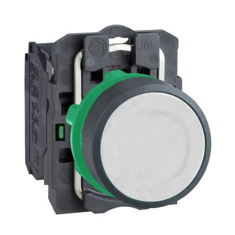 Schneider Electric XB5AA11 Harmony Xb5, Basmalı Düğme, Plastik, Düz, Beyaz, Ø22, Yaylı Dönüş, İşaretsiz, 1 Hayır