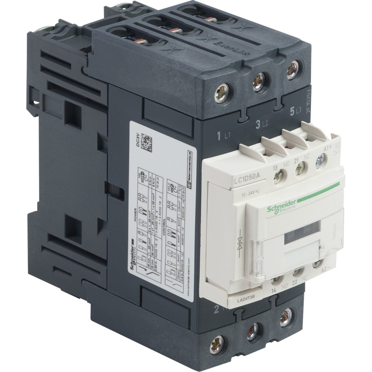 Schneider Electric LC1D50ABD TeSys D Kontaktör 3P 50AAC3 24VDC