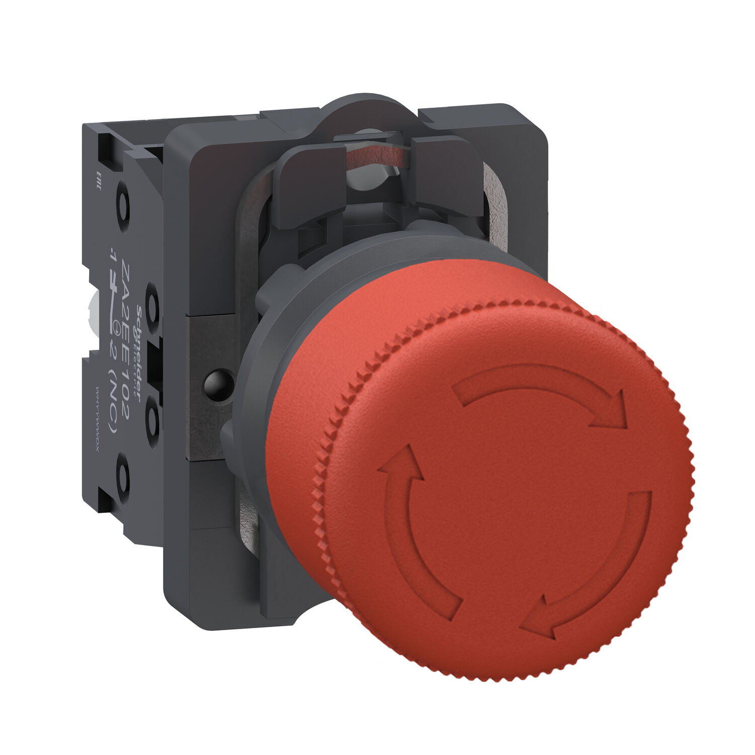 Schneider XA2AS442 Komple Acil Kapatma Butonu, Easy Harmony Xa2, Plastik Kafa, 22 Mm, Serbest Bırakmak İçin Çevirin, 30 Mm, 1Nc, Kırmızı