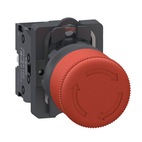 Schneider XA2AS442 Komple Acil Kapatma Butonu, Easy Harmony Xa2, Plastik Kafa, 22 Mm, Serbest Bırakmak İçin Çevirin, 30 Mm, 1Nc, Kırmızı