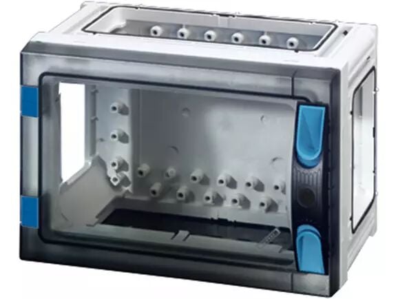Hensel FP 0140 270x180x186   FP-Modüler Dağıtım Panosu; IP66, IK08, PC, H/S F, FR, Şeffaf Kapak, El ile Açma, RAL 7035 (Gri), Yan Duvarsız