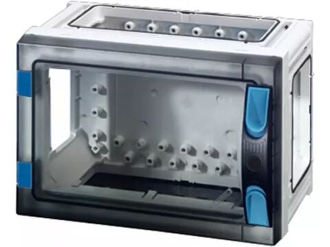 Hensel FP 0140 270x180x186   FP-Modüler Dağıtım Panosu; IP66, IK08, PC, H/S F, FR, Şeffaf Kapak, El ile Açma, RAL 7035 (Gri), Yan Duvarsız