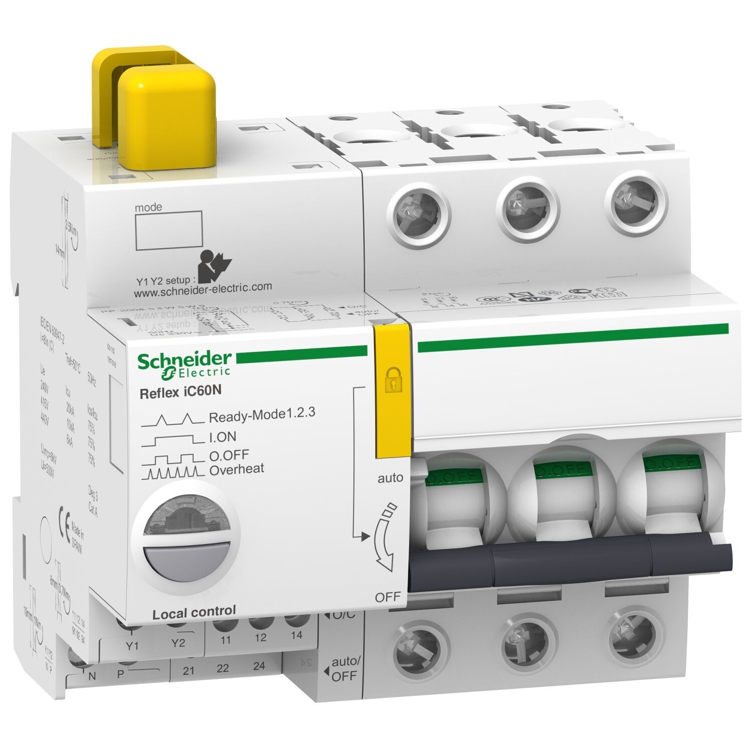 Schneider Electric A9C62325 Reflex İc60N Ti24 25 A 3P Eğri C Entegre Kontrol Mcb
