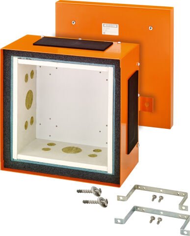 Hensel FK 5000 255x255x160    Yangın Buatı; IP55, IK10, Çelik Saç, Telekomunikasyon Bağlantı Kutusu, RAL 2003 (Turuncu)