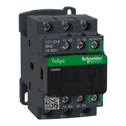 Schneider Electric LC1D18BNE TeSys D Green Kontaktör 3P 18A AC3 24-60VAC/DC