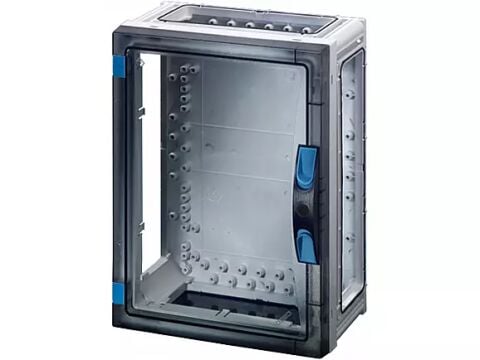 Hensel FP 0240 270x360x186   FP-Modüler Dağıtım Panosu; IP66, IK08, PC, H/S F, FR, Şeffaf Kapak, El ile Açma, RAL 7035 (Gri), Yan Duvarsız