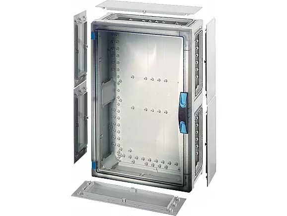 Hensel FP 0461 366x546x186   FP-Modüler Dağıtım Panosu; IP66, IK08, PC, H/S F, FR, Şeffaf Kapak, El ile Açma, RAL 7035 (Gri), Yan Duvarlı