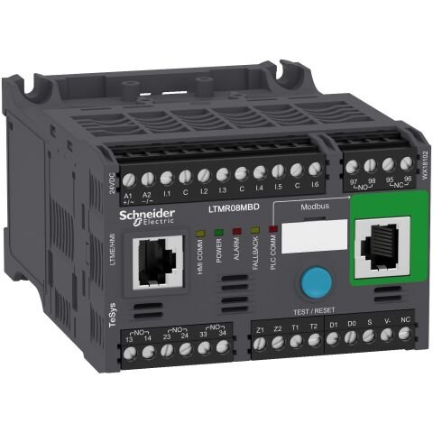 Schneider Electric LTMR08MBD Motor Yönetimi, Tesys T, Motor Kontrolörü, Modbus, 6 Logic İnputs, 3 Relay Logic Outputs, 0.4 To 8A, 24Vdc