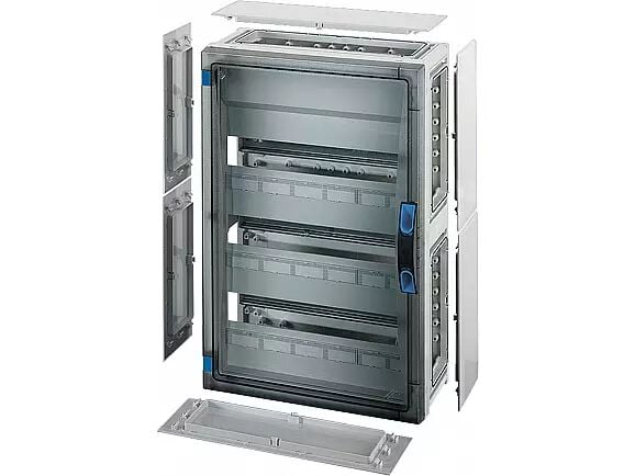 Hensel FP 1418 366x546x186   FP-Modüler Sigorta Kutusu; IP66, IK08, PC, H/S F, FR, Şeffaf Kapak, El ile Açma, RAL 7035 (Gri), Yan Duvarlı, 3x17/51 Modül, N/PE Klemensli