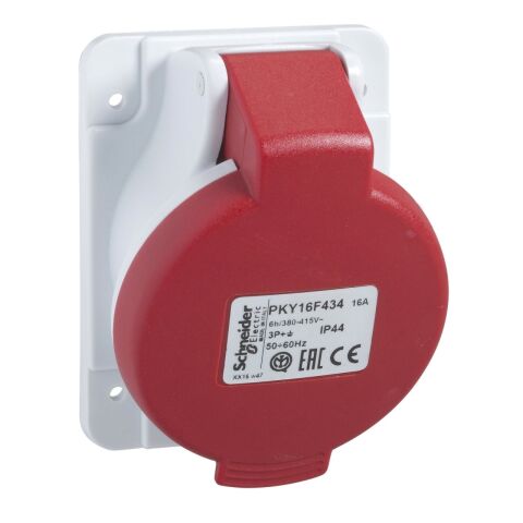 Schneider Electric PKY16F435 5x16A, trifaze, 3P+N+T, IP44, HIZLI, Eğik Makine Prizi