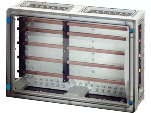 Hensel FP 3402 540x360x163   FP-Modüler Bara Panosu; IP66, IK08, PC, HF, FR, 3+N/PE, 250A, RAL 7035 (Gri)