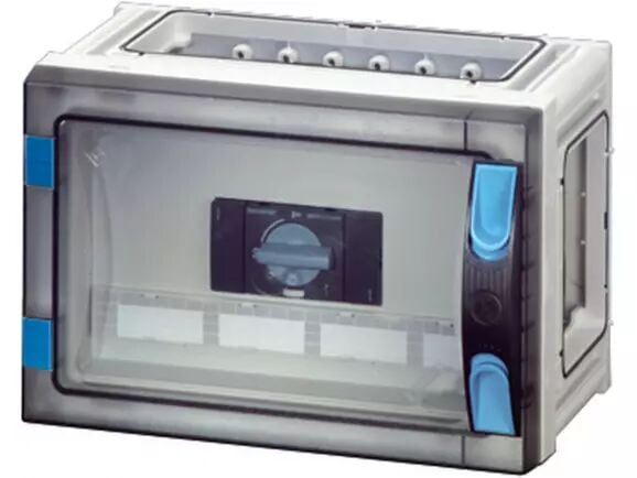Hensel FP 5102 270x180x186   FP-Modüler Şalter Panosu; IP66, IK08, PC, HF, FR, 1x3+N/PE 100A, RAL 7035 (Gri)