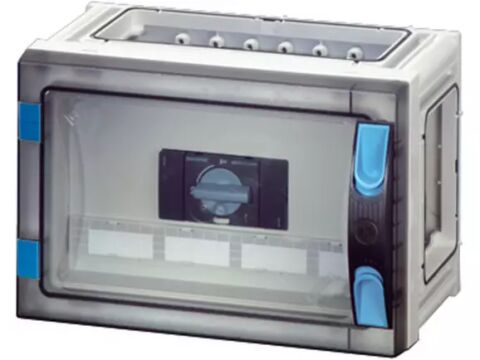 Hensel FP 5102 270x180x186   FP-Modüler Şalter Panosu; IP66, IK08, PC, HF, FR, 1x3+N/PE 100A, RAL 7035 (Gri)