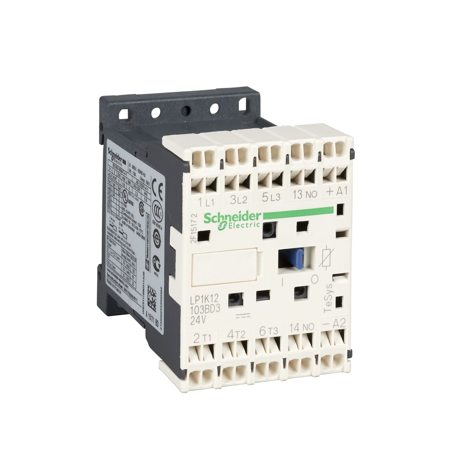 Schneider Electric LP1K06103BD3 Tesys K Kontaktör - 3P(3 Na) - Ac-3 - <= 440 V 6 A - 24 V Dc Bobin