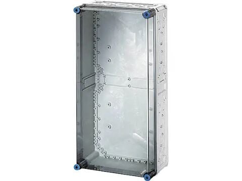 Hensel MI 0400 300x600x170    Mi-Modüler Dağıtım Panosu; IP65, IK08, PC, H/S F, FR, Şeffaf Kapak, RAL 7035 (Gri)