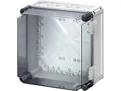 Hensel MI 9210 315x300x214    Mi-Modüler Dağıtım Panosu; IP65, IK08, PC, H/S F, FR, Derin Şeffaf Kapak, RAL 7035 (Gri), Menteşeli