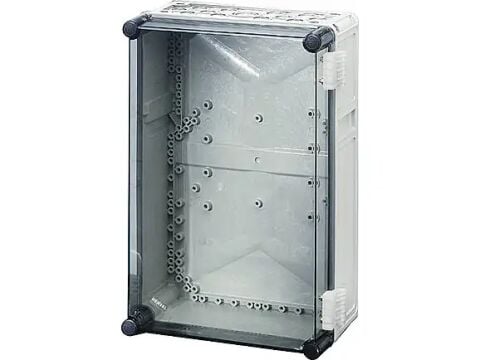 Hensel MI 9300 315x450x170    Mi-Modüler Dağıtım Panosu; IP65, IK08, PC, H/S F, FR, Şeffaf Kapak, RAL 7035 (Gri), Menteşeli