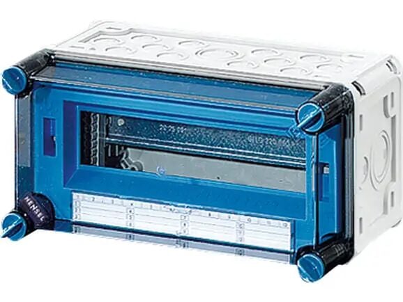 Hensel MI 1115 300x150x170    Mi-Modüler Sigorta Panosu; IP65, IK08, PC, H/S F, FR, Şeffaf Kapak, RAL 7035 (Gri), 1x12/12 Modül