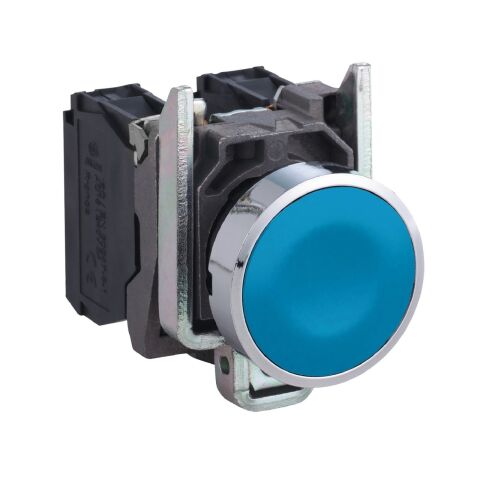 Schneider Electric XB4BA61 Mavi buton Ø22 yaylı dönüş 1NA işaretsiz