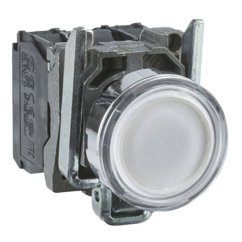 Schneider Electric XB4BW31B5 Beyaz sıva altı ışıklı buton Ø22 yaylı dönüş 1NA+1NK 24V