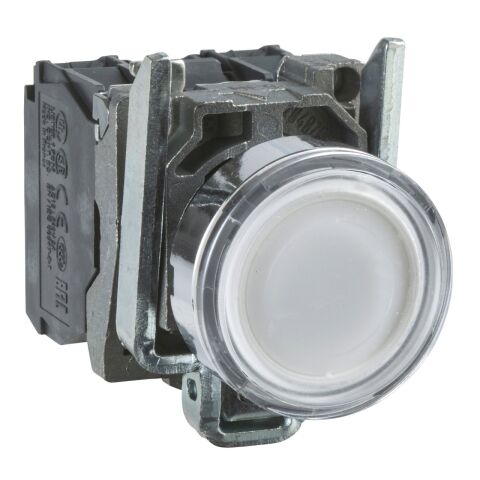 Schneider Electric XB4BW31B5 Beyaz sıva altı ışıklı buton Ø22 yaylı dönüş 1NA+1NK 24V