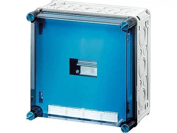 Hensel MI 1281  Mi-Modüler Sigorta Panosu(MCB); IP65, IK08, PC, H/S F, FR, Şeffaf Kapak, RAL 7035 (Gri), 1x6/6 Modül, N/PE Klemensli