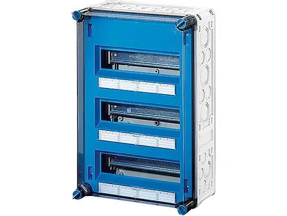 Hensel MI 1335 300x450x170    Mi-Modüler Sigorta Panosu; IP65, IK08, PC, H/S F, FR, Şeffaf Kapak, RAL 7035 (Gri), 3x12/36 Modül