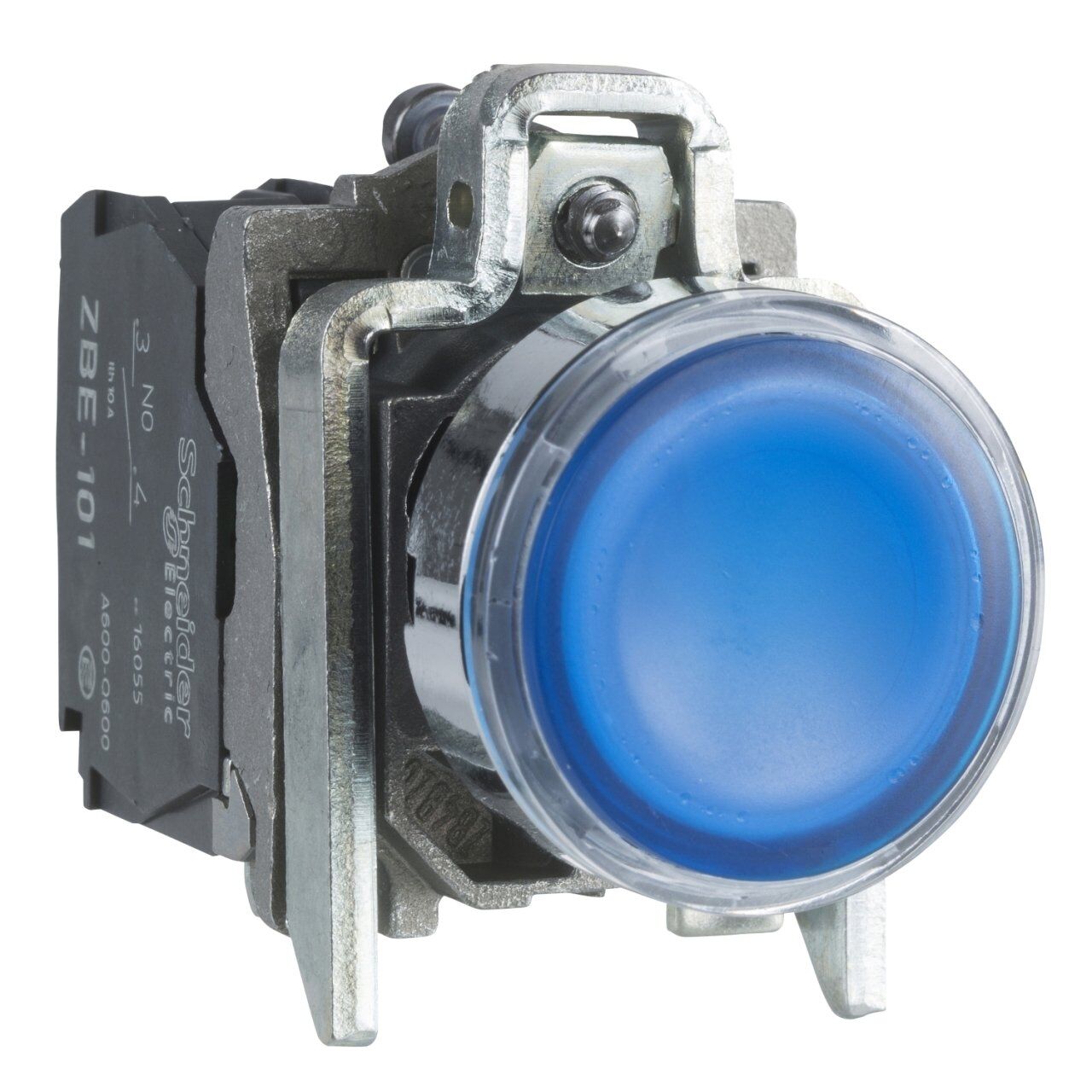 Schneider Electric XB4BW36B5 Mavi sıva altı ışıklı buton Ø22 yaylı dönüş 1NA+1NK 24V