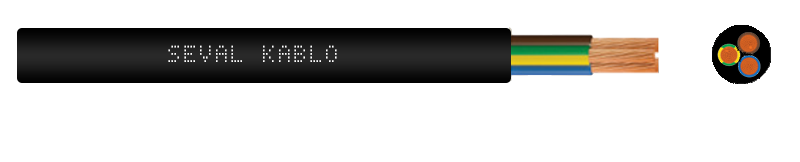 Seval Kablo H05VV-F (300/500 V) 3x2,5mm² TTR Kablo Siyah