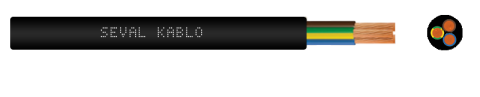 Seval Kablo H05VV-F (300/500 V) 3x2,5mm² TTR Kablo Siyah