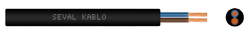 Seval Kablo H05VV-F (300/500 V) 2x0,75mm² TTR Kablo Siyah