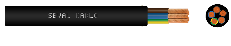 Seval Kablo H05VV-F (300/500 V) 5x2,5mm² TTR Kablo Siyah