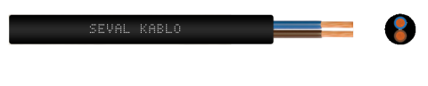 Seval Kablo H05VV-F (300/500 V) 2x1,5mm² TTR Kablo Siyah