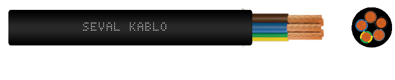 Seval Kablo H05VV-F (300/500 V) 5x6mm² TTR Kablo Siyah