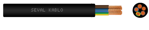 Seval Kablo H05VV-F (300/500 V) 5x6mm² TTR Kablo Siyah