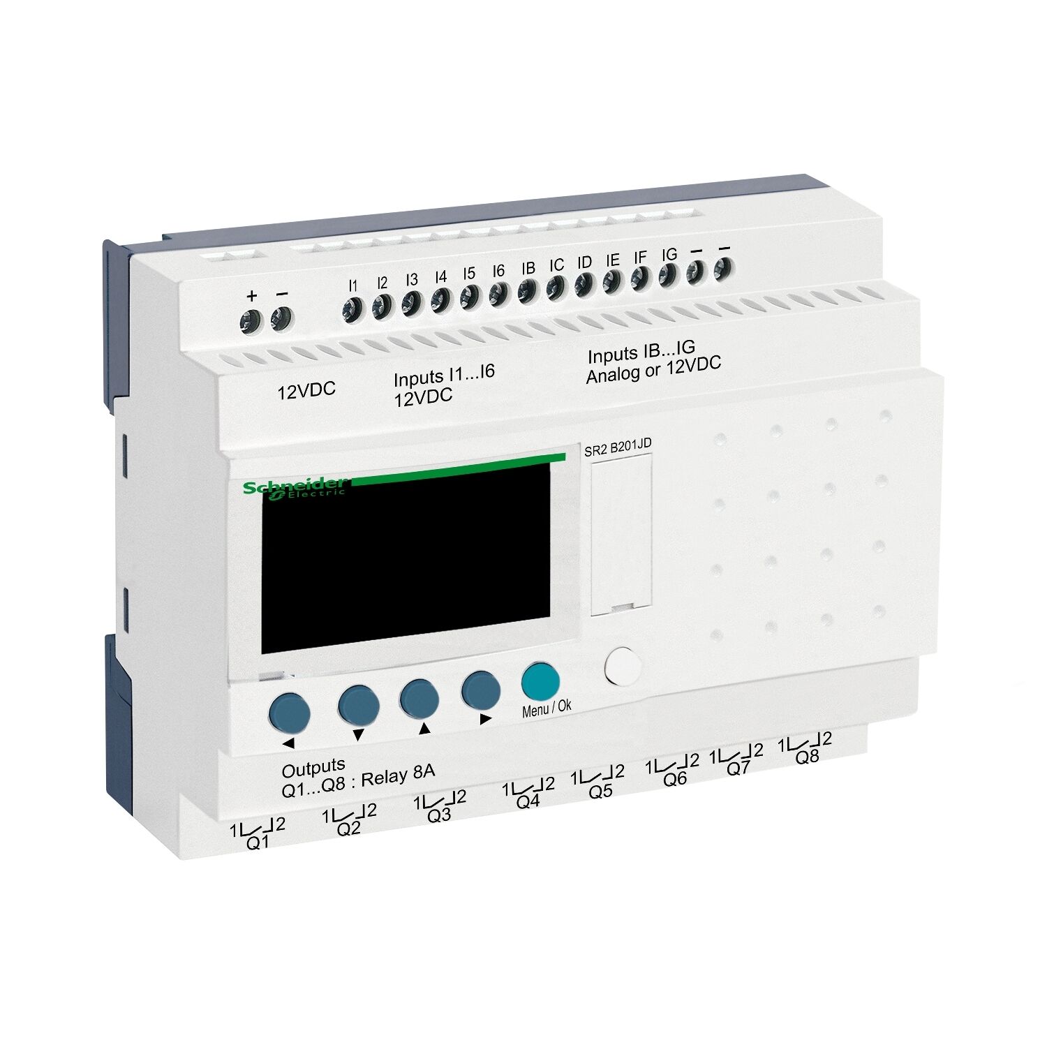 Schneider SR2B201JD Akıllı Röle Zelio 20 GÇ 12VDC 12G 8Ç