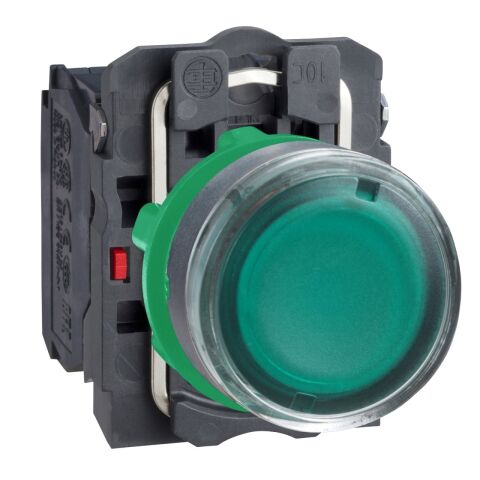 Schneider Electric XB5AW3365 Yeşil ışıklı buton Ø22 yaylı dönüş 1NA+1NK <=250V