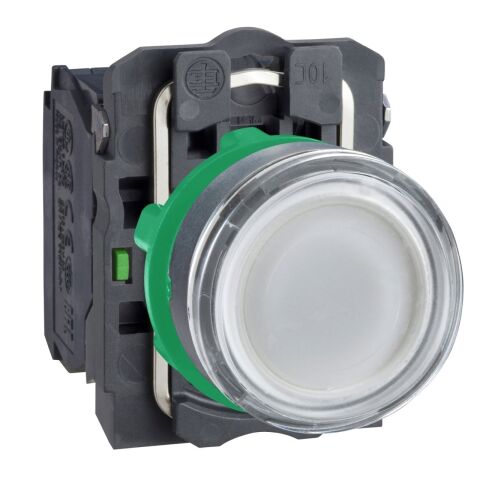 Schneider Electric XB5AW31B5 Beyaz ışıklı buton Ø22 yaylı dönüş 1NA+1NK 24V