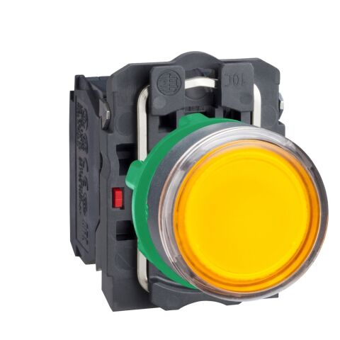 Schneider Electric XB5AW35B5 Turuncu ışıklı buton Ø22 yaylı dönüş 1NA+1NK 24V