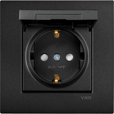 Viko 90440008 NOVELLA Siyah Topraklı Priz