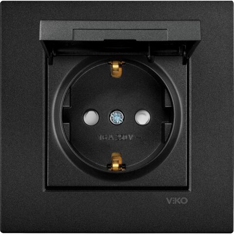 Viko 90440008 NOVELLA Siyah Topraklı Priz