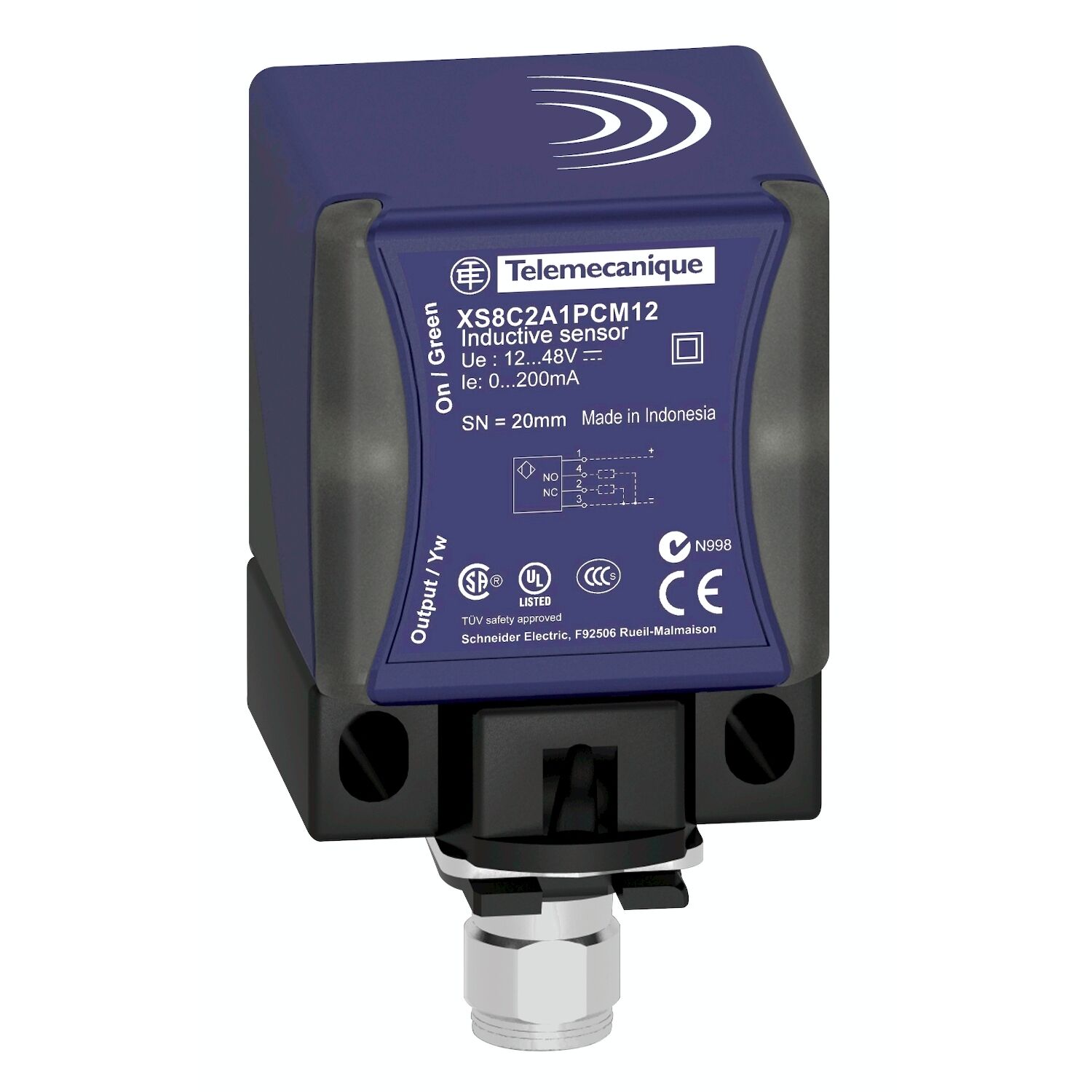 Telemecanique Sensors XS8C2A1PCM12 Endüktif Sensör Xs8 40X40X70 - Pbt - Sn20 Mm - 12..48Vdc - M12
