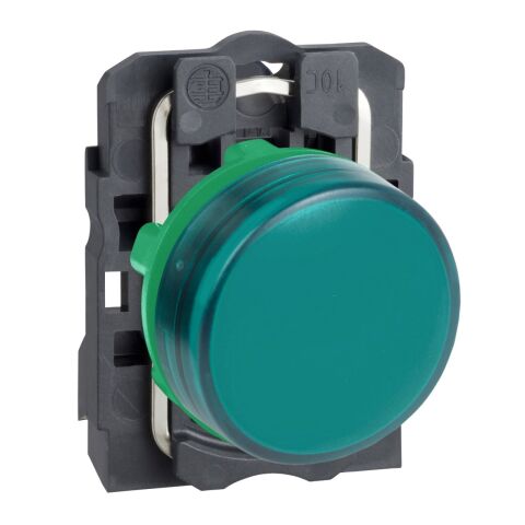 Schneider Electric XB5AVM3 230...240V entegre LED'li yeşil sinyal lambası Ø22 düz lens