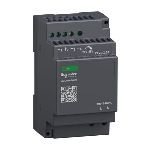 Schneider Electric ABLM1A24025 Regüle Edilmiş Güç Kaynağı, 100-240V AC, 24V 2,5 A, tek fazlı, Modüler