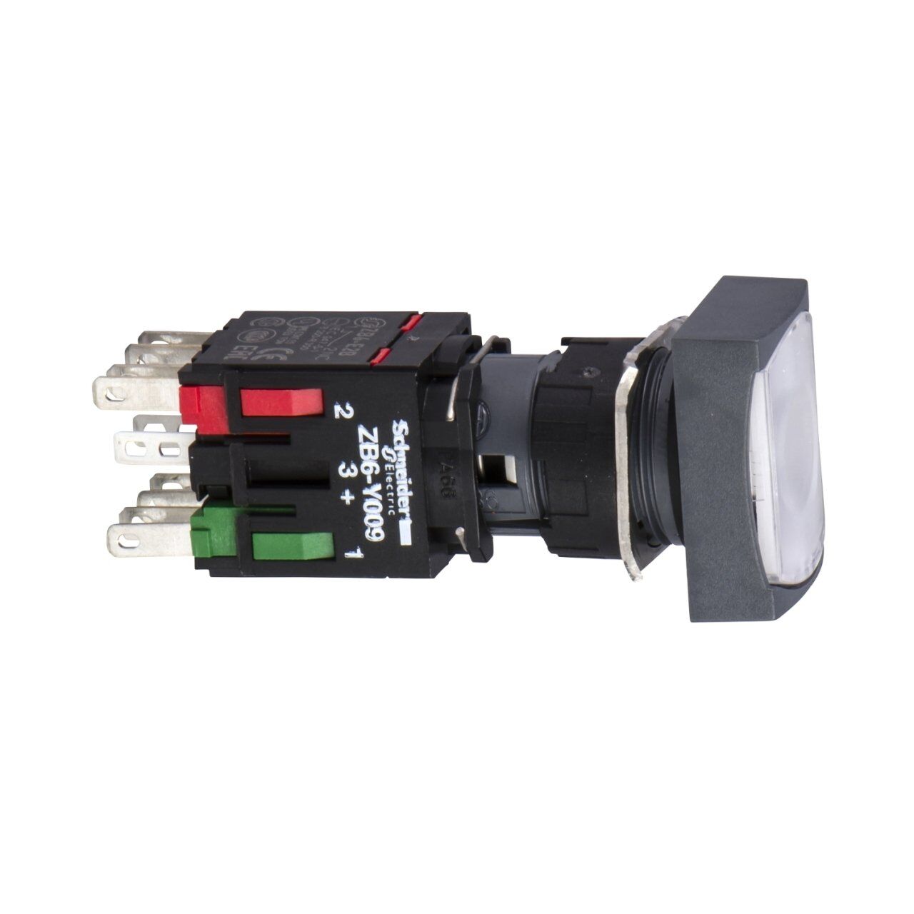 Schneider Electric XB6DW1B1B Beyaz dikdörtgen ışıklı buton Ø16 yaylı dönüş 1NA 12...24V
