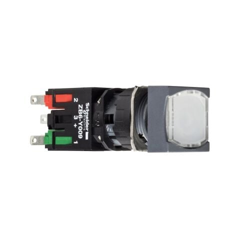 Schneider Electric XB6CW1B1B Beyaz kare ışıklı buton Ø16 yaylı dönüş 1NA 12...24V