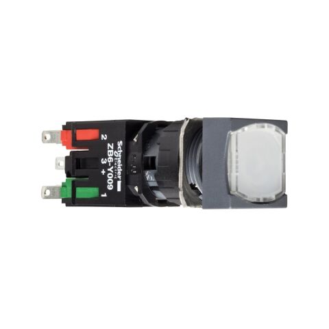Schneider Electric XB6CW1B1B Beyaz kare ışıklı buton Ø16 yaylı dönüş 1NA 12...24V