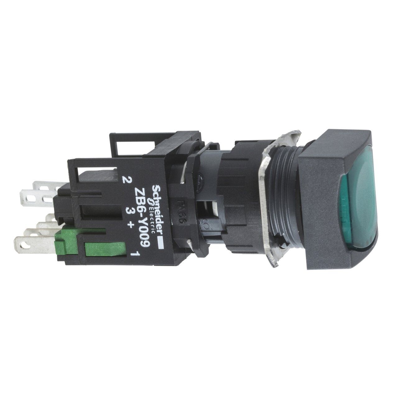 Schneider Electric XB6CW3B1B Yeşil kare ışıklı buton Ø16 yaylı dönüş 1NA 12...24V