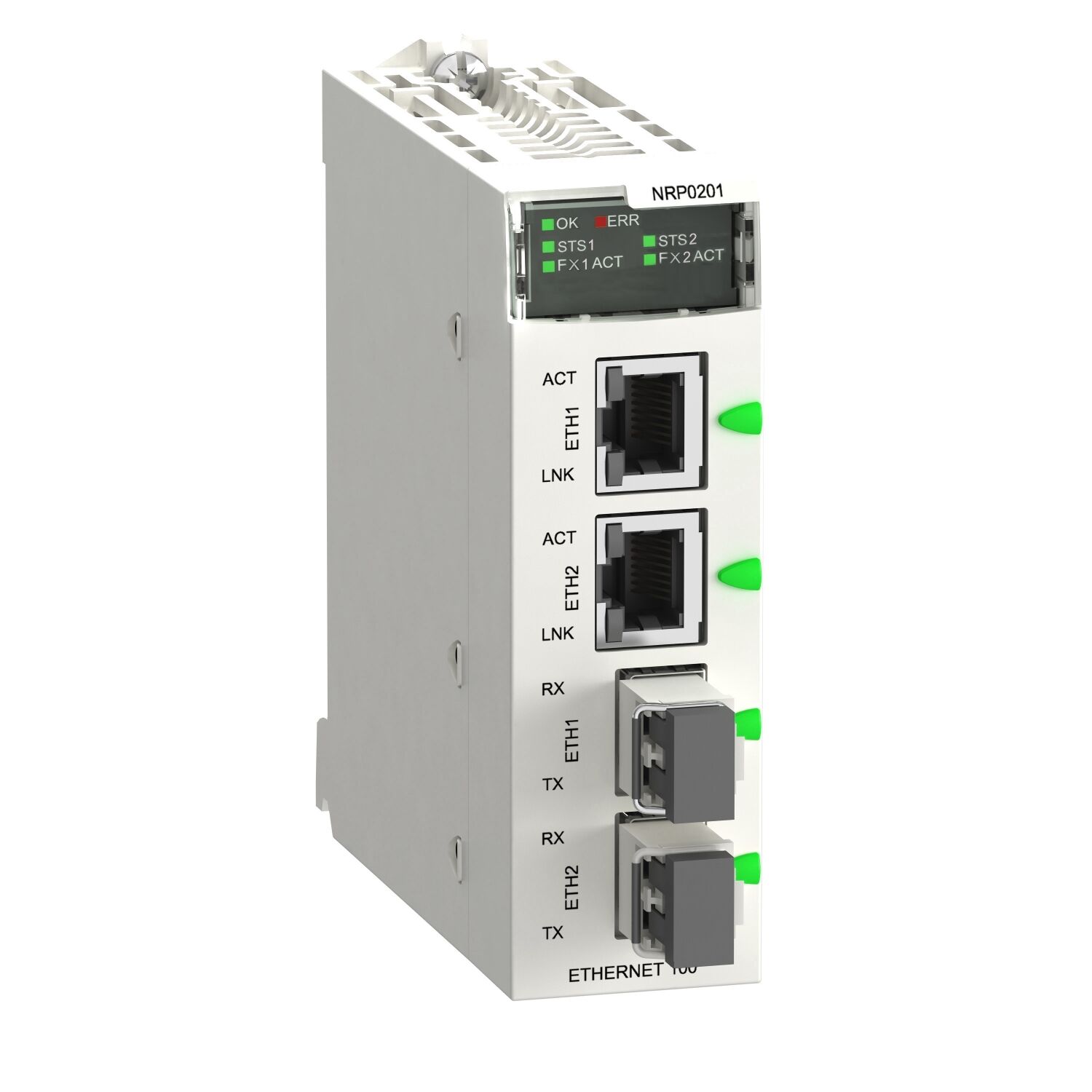 Schneider Electric BMXNRP0201 Fiber Converter SM/LC 2CH 100Mb - 20 lik bağlantı blokları Vidalı